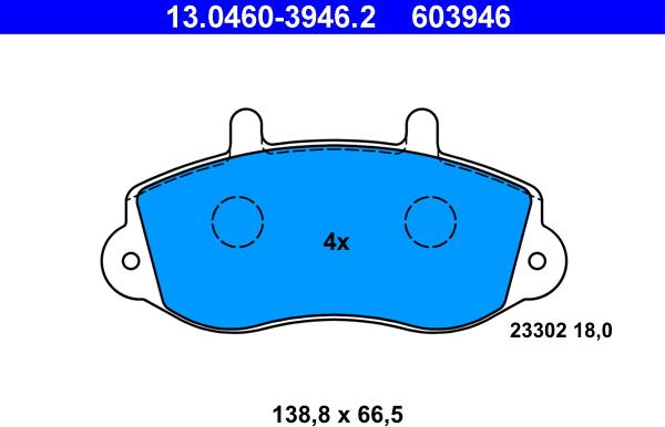 ATE 13.0460-3946.2 - Brake Pad Set, disc brake www.parts5.com