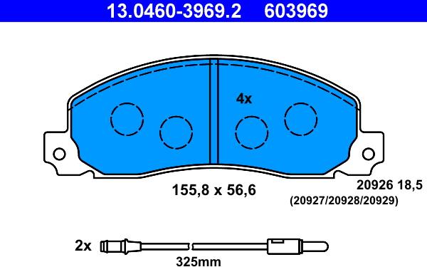 ATE 13.0460-3969.2 - Brake Pad Set, disc brake www.parts5.com