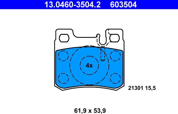ATE 13.0460-3504.2 - Brake Pad Set, disc brake www.parts5.com