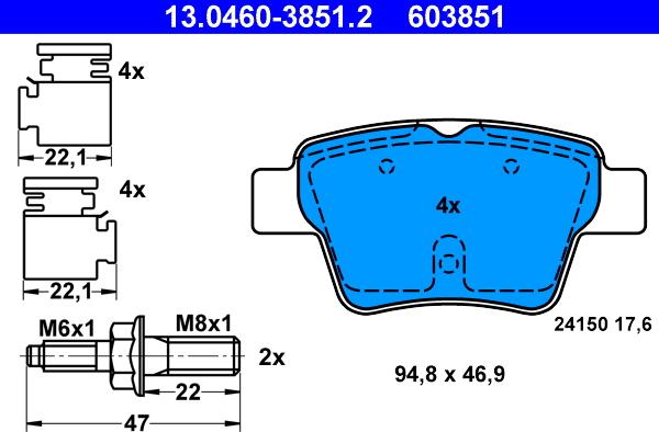 ATE 13.0460-3851.2 - Brake Pad Set, disc brake www.parts5.com