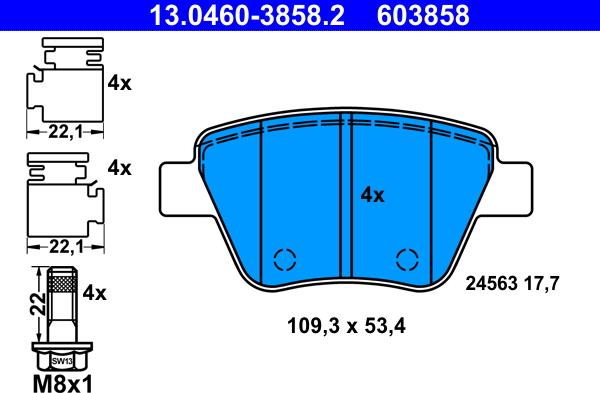 ATE 13.0460-3858.2 - Brake Pad Set, disc brake www.parts5.com