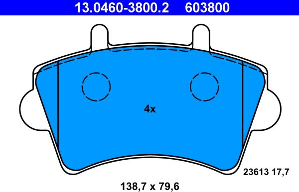 ATE 13.0460-3800.2 - Brake Pad Set, disc brake www.parts5.com