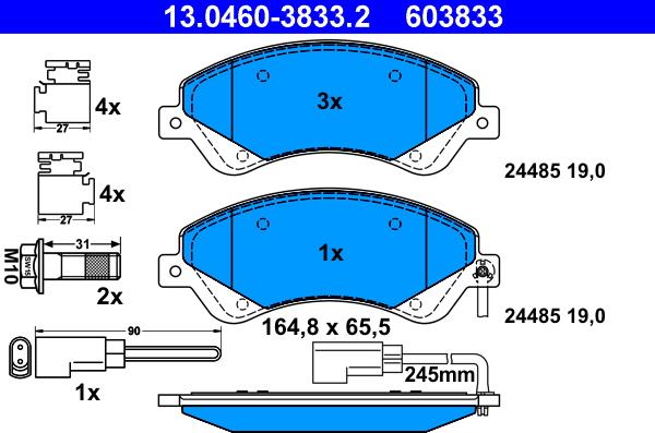 ATE 13.0460-3833.2 - Brake Pad Set, disc brake www.parts5.com