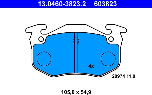 ATE 13.0460-3823.2 - Brake Pad Set, disc brake www.parts5.com