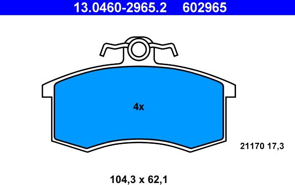 ATE 13.0460-2965.2 - Brake Pad Set, disc brake www.parts5.com