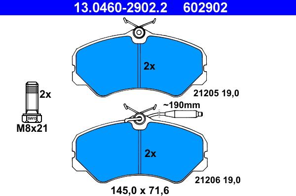 ATE 13.0460-2902.2 - Brake Pad Set, disc brake www.parts5.com