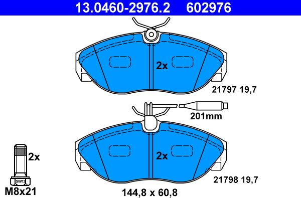ATE 13.0460-2976.2 - Brake Pad Set, disc brake www.parts5.com