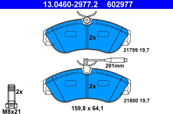ATE 13.0460-2977.2 - Brake Pad Set, disc brake www.parts5.com