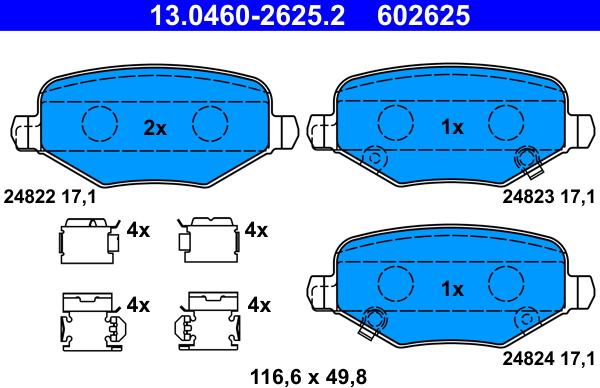 ATE 13.0460-2625.2 - Brake Pad Set, disc brake www.parts5.com