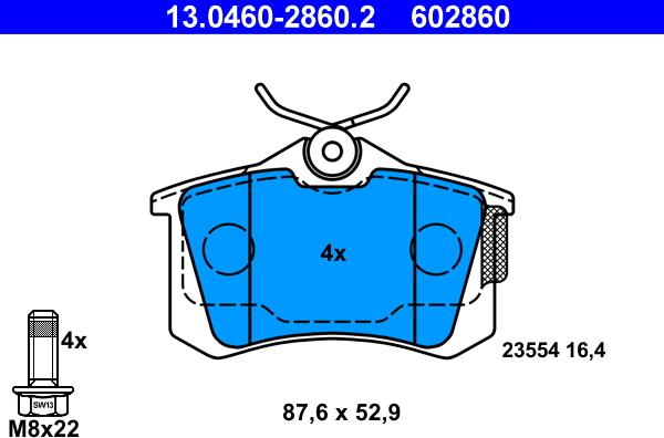 ATE 13.0460-2860.2 - Brake Pad Set, disc brake www.parts5.com