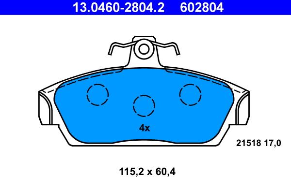 ATE 13.0460-2804.2 - Brake Pad Set, disc brake www.parts5.com