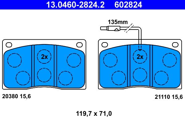 ATE 13.0460-2824.2 - Brake Pad Set, disc brake www.parts5.com