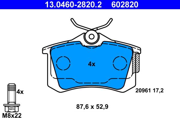 ATE 13.0460-2820.2 - Brake Pad Set, disc brake www.parts5.com