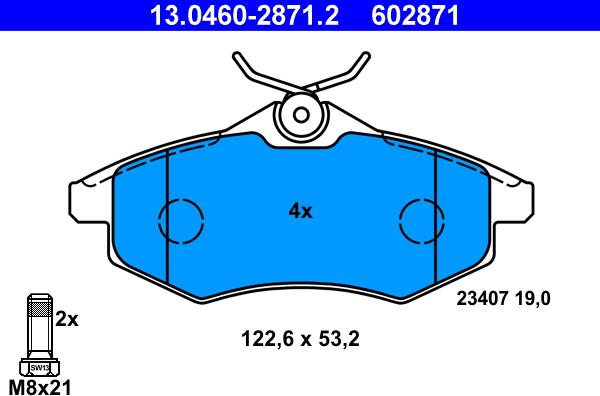 ATE 13.0460-2871.2 - Brake Pad Set, disc brake www.parts5.com