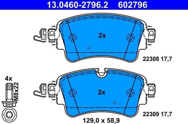 ATE 13.0460-2796.2 - Brake Pad Set, disc brake www.parts5.com