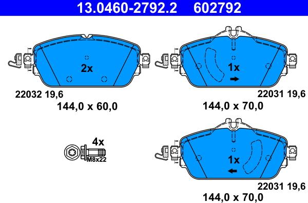 ATE 13.0460-2792.2 - Brake Pad Set, disc brake www.parts5.com