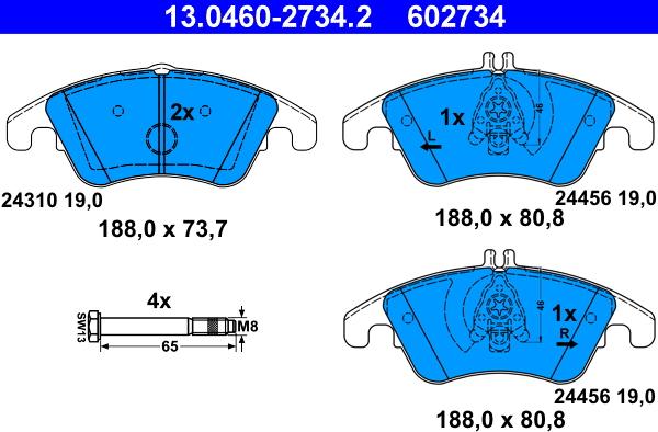 ATE 13.0460-2734.2 - Brake Pad Set, disc brake www.parts5.com