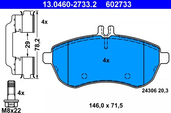 ATE 13.0460-2733.2 - Brake Pad Set, disc brake www.parts5.com
