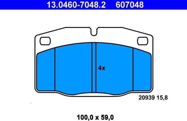 ATE 13.0460-7048.2 - Brake Pad Set, disc brake www.parts5.com