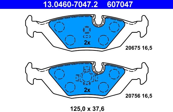 ATE 13.0460-7047.2 - Brake Pad Set, disc brake www.parts5.com