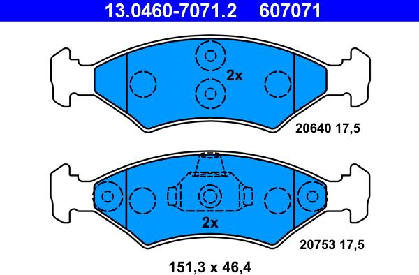 ATE 13.0460-7071.2 - Brake Pad Set, disc brake www.parts5.com