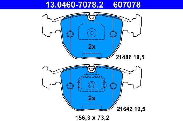 ATE 13.0460-7078.2 - Brake Pad Set, disc brake www.parts5.com