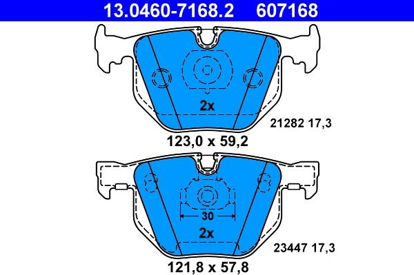 ATE 13.0460-7168.2 - Brake Pad Set, disc brake www.parts5.com