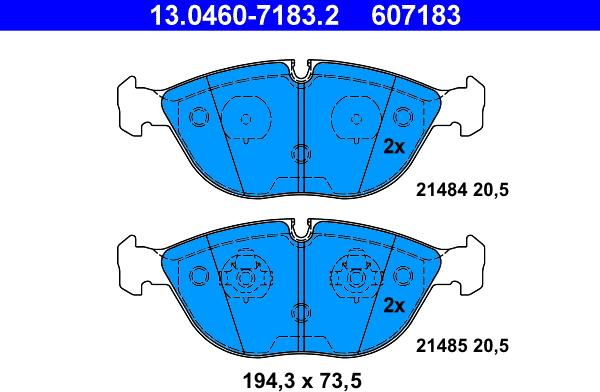 ATE 13.0460-7183.2 - Brake Pad Set, disc brake www.parts5.com