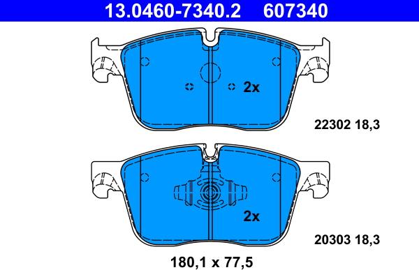 ATE 13.0460-7340.2 - Brake Pad Set, disc brake www.parts5.com