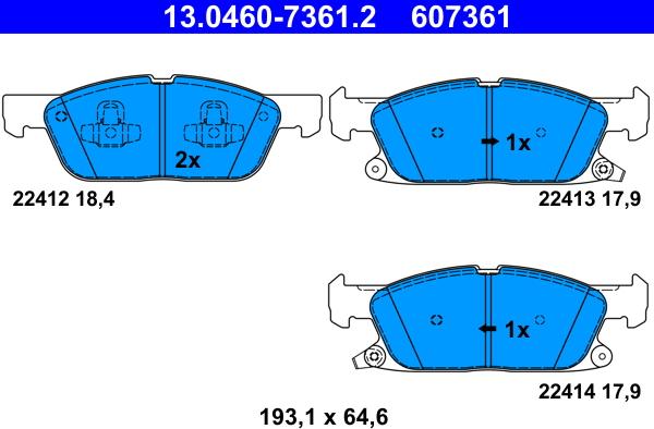 ATE 13.0460-7361.2 - Brake Pad Set, disc brake www.parts5.com