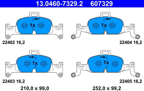 ATE 13.0460-7329.2 - Brake Pad Set, disc brake www.parts5.com