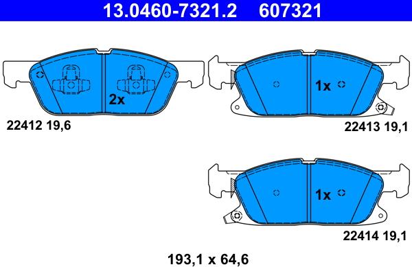 ATE 13.0460-7321.2 - Brake Pad Set, disc brake www.parts5.com