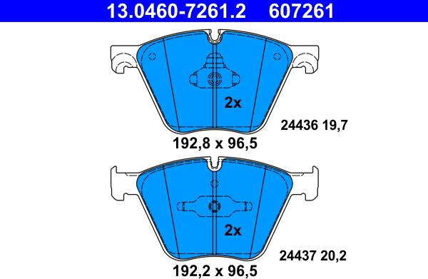 ATE 13.0460-7261.2 - Brake Pad Set, disc brake www.parts5.com