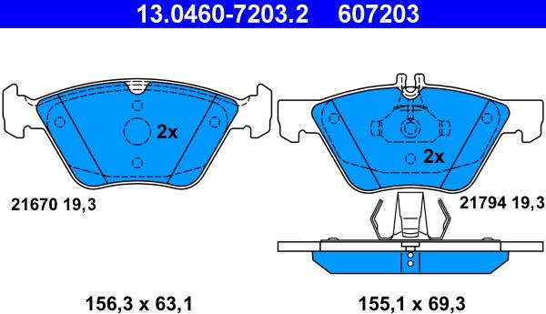 ATE 13.0460-7203.2 - Brake Pad Set, disc brake www.parts5.com