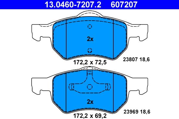 ATE 13.0460-7207.2 - Brake Pad Set, disc brake www.parts5.com