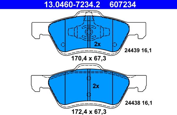 ATE 13.0460-7234.2 - Brake Pad Set, disc brake www.parts5.com