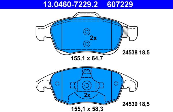 ATE 13.0460-7229.2 - Brake Pad Set, disc brake www.parts5.com