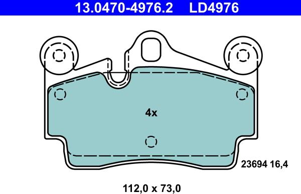 ATE 13.0470-4976.2 - Brake Pad Set, disc brake www.parts5.com