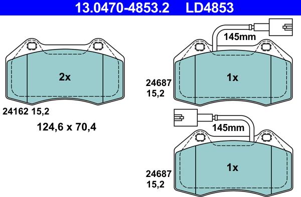 ATE 13.0470-4853.2 - Brake Pad Set, disc brake www.parts5.com