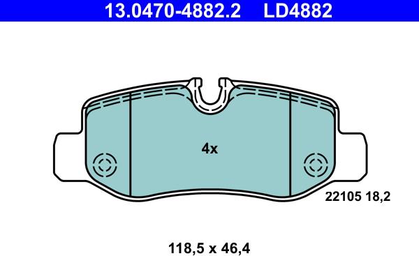 ATE 13.0470-4882.2 - Brake Pad Set, disc brake www.parts5.com