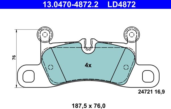 ATE 13.0470-4872.2 - Brake Pad Set, disc brake www.parts5.com