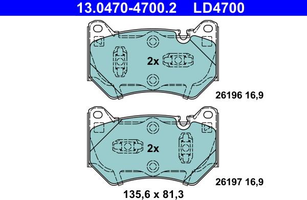 ATE 13.0470-4700.2 - Brake Pad Set, disc brake www.parts5.com