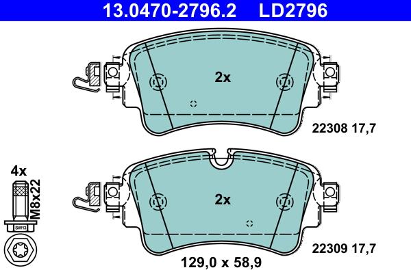 ATE 13.0470-2796.2 - Brake Pad Set, disc brake www.parts5.com