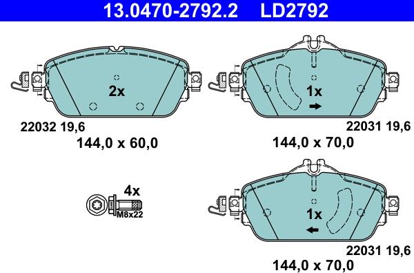ATE 13.0470-2792.2 - Brake Pad Set, disc brake www.parts5.com