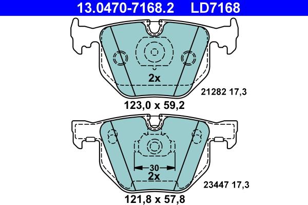 ATE 13.0470-7168.2 - Brake Pad Set, disc brake www.parts5.com