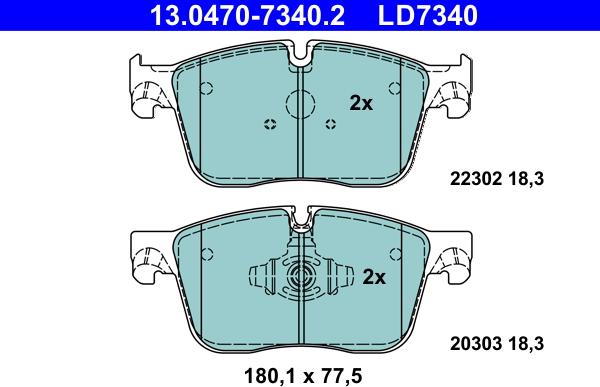 ATE 13.0470-7340.2 - Brake Pad Set, disc brake www.parts5.com