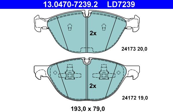 ATE 13.0470-7239.2 - Brake Pad Set, disc brake www.parts5.com