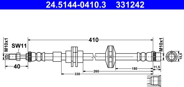 ATE 24.5144-0410.3 - Tubo flexible de frenos www.parts5.com