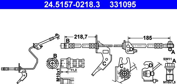 ATE 24.5157-0218.3 - Brake Hose www.parts5.com