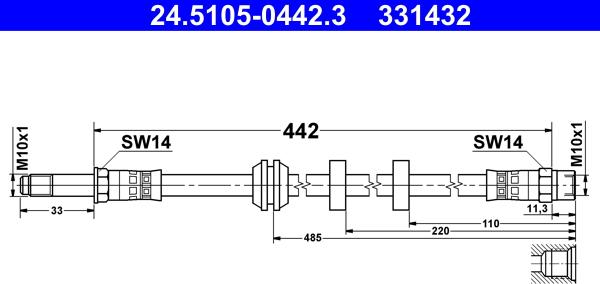 ATE 24.5105-0442.3 - Tubo flexible de frenos www.parts5.com